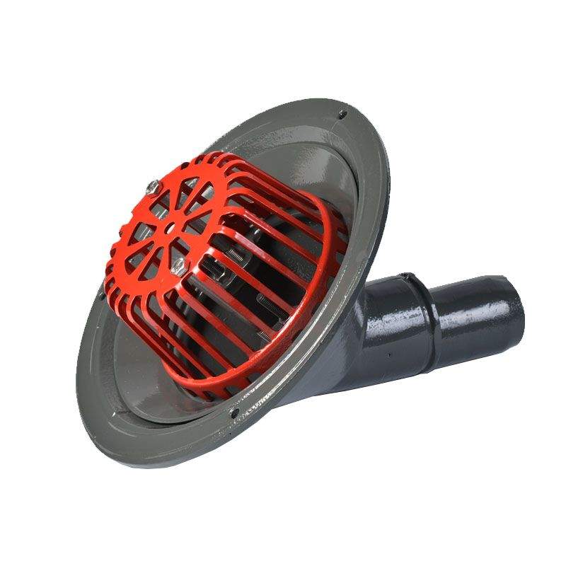 Aco Grey Rainwater Roof Outlet 45Dg Spigot With Dome Grate - 50Mm Aluminium