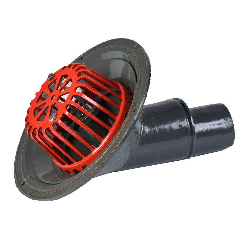 Aco Grey Rainwater Roof Outlet 45Dg Spigot With Dome Grate - 75Mm Aluminium