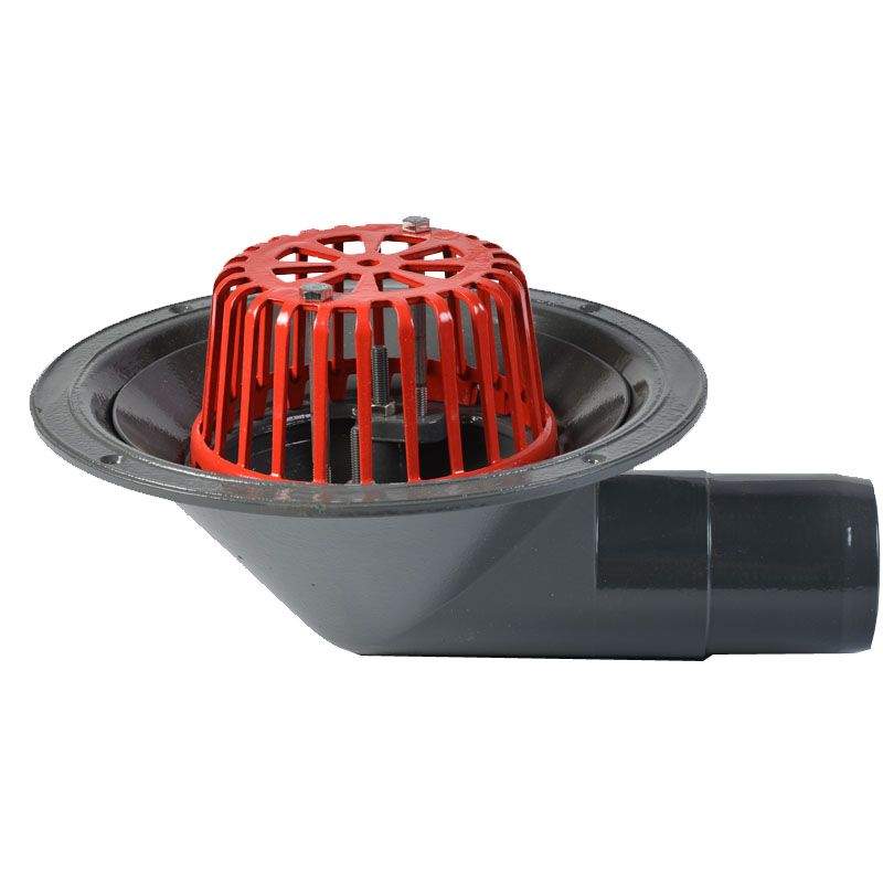Aco Grey Rainwater Roof Outlet 90Dg Spigot With Dome Grate - 75Mm Aluminium