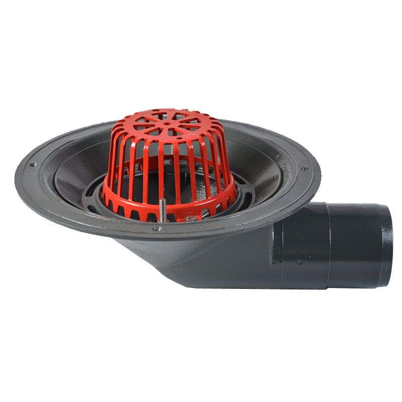Aco Grey Rainwater Roof Outlet 90Dg Spigot With Dome Grate - 100Mm Aluminium