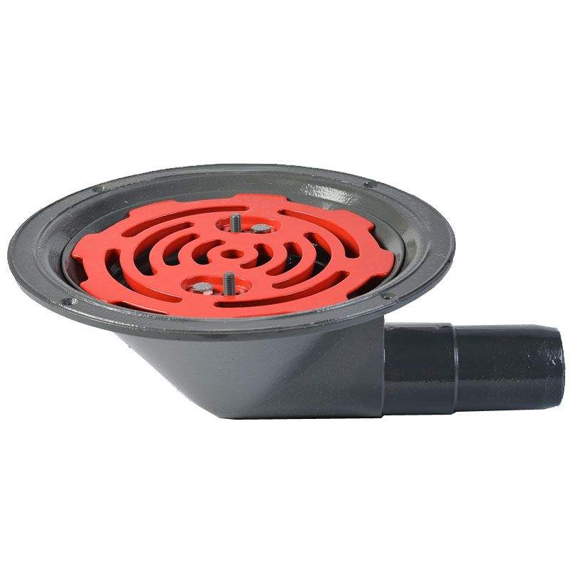 Aco Grey Rainwater Roof Outlet 90Dg Spigot With Flat Grate - 50Mm Aluminium