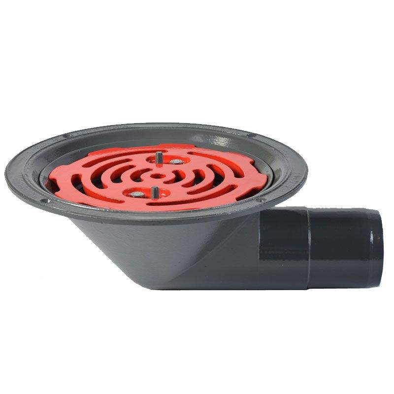 Aco Grey Rainwater Roof Outlet 90Dg Spigot With Flat Grate - 75Mm Aluminium