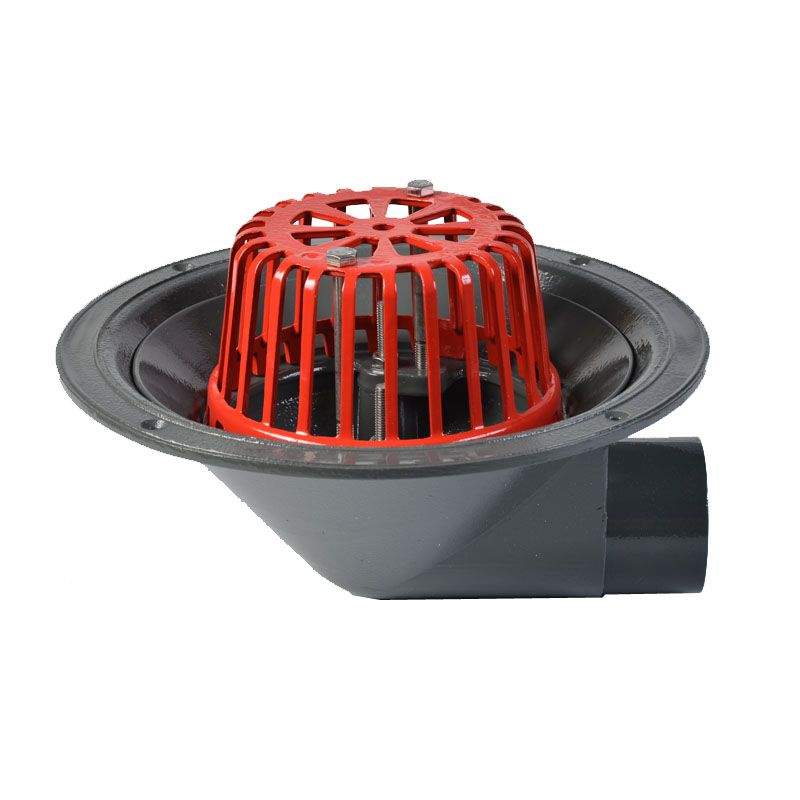 Aco Grey Rainwater Roof Outlet 90Dg Screw With Dome Grate - 50Mm Aluminium