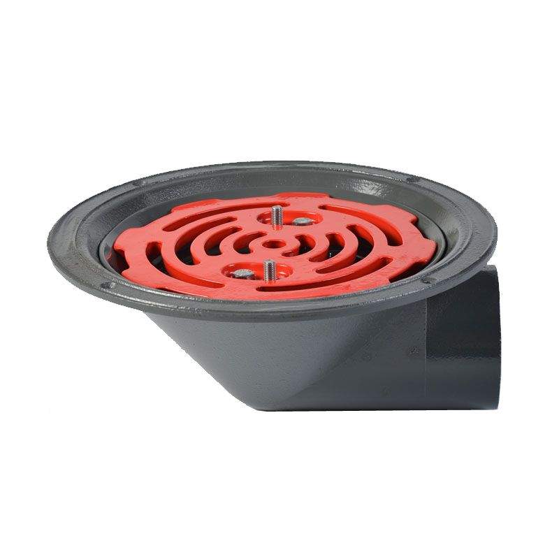 Aco Grey Rainwater Roof Outlet 90Dg Screw With Flat Grate - 75Mm Aluminium