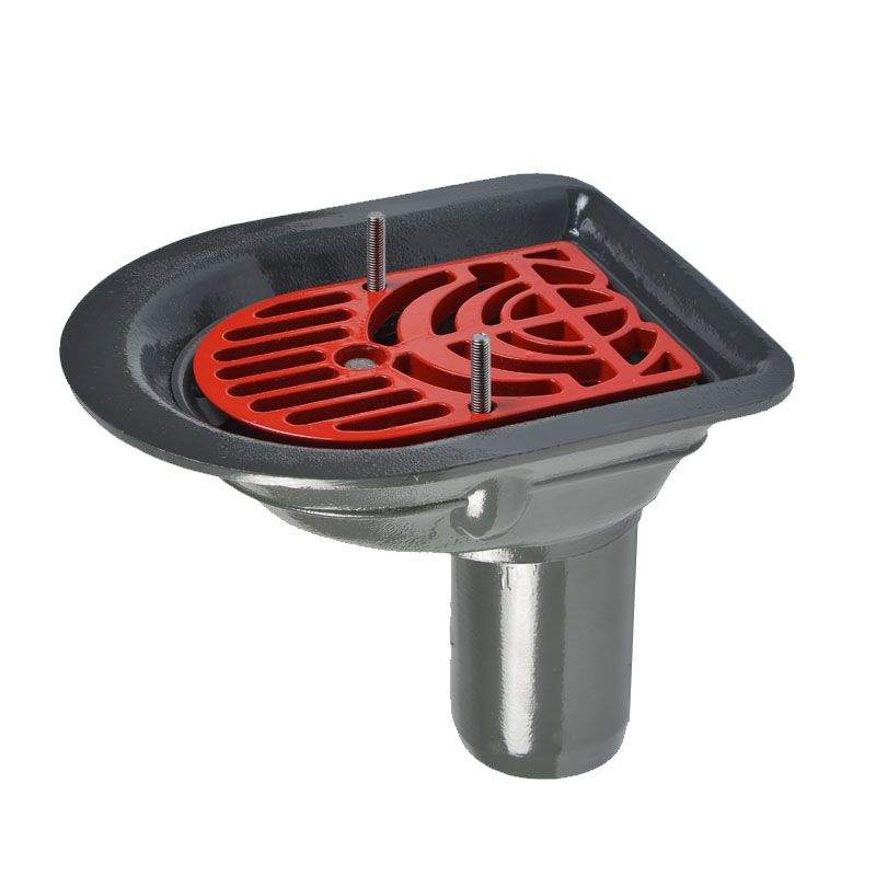 Aco Grey Rainwater Roof Balcony Outlet Spigot With Flat Grate - 75Mm Aluminium