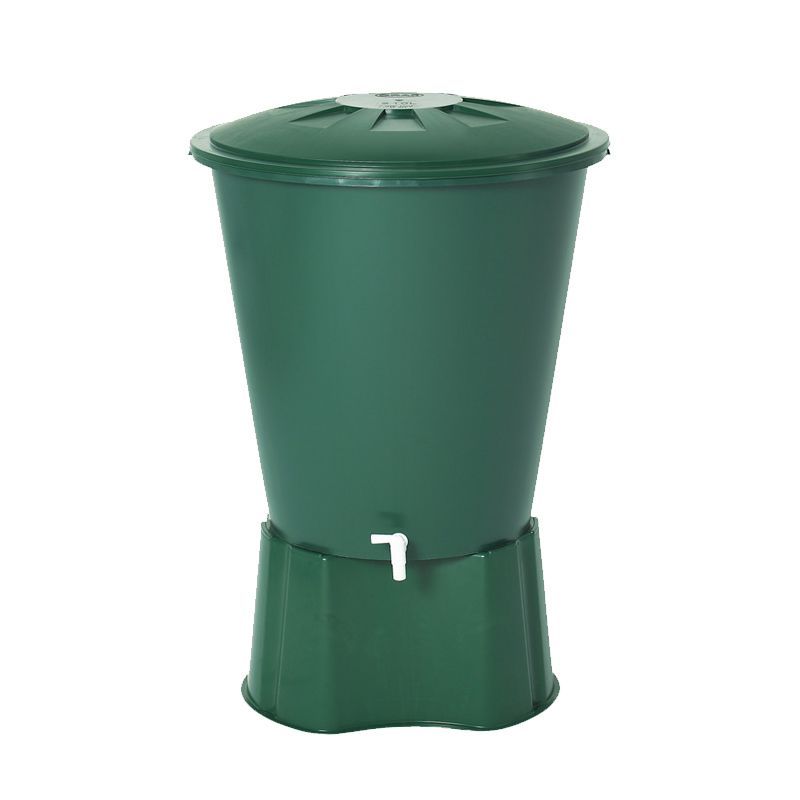 Garden Water Storage Tank Round Water Butt 210L Green Drainage Superstore®