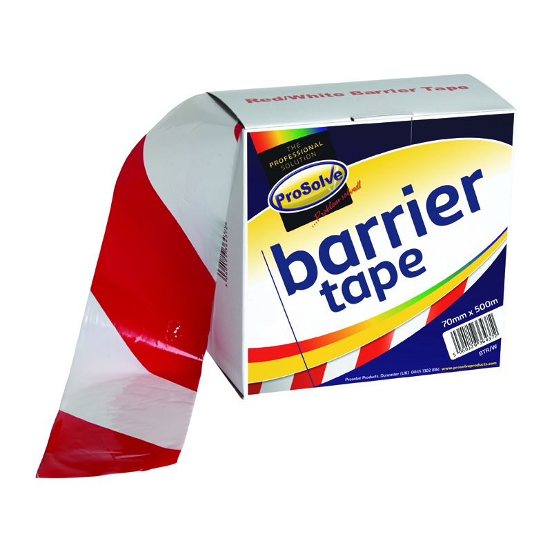 Red and White Zebra Tape Prosolve Barrier Tape - 70mm x 500m
