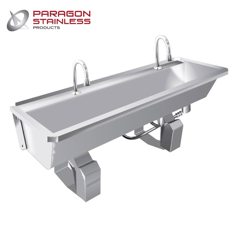 Stainless Steel Commercial Twin Sink Knee Operated 
