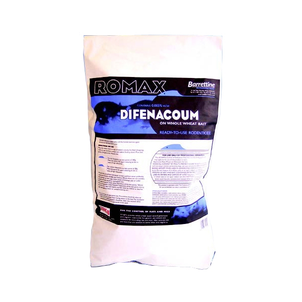 Rat and Mouse Poison ROMAX Difenacoum On Whole Wheat Bait 10kgs
