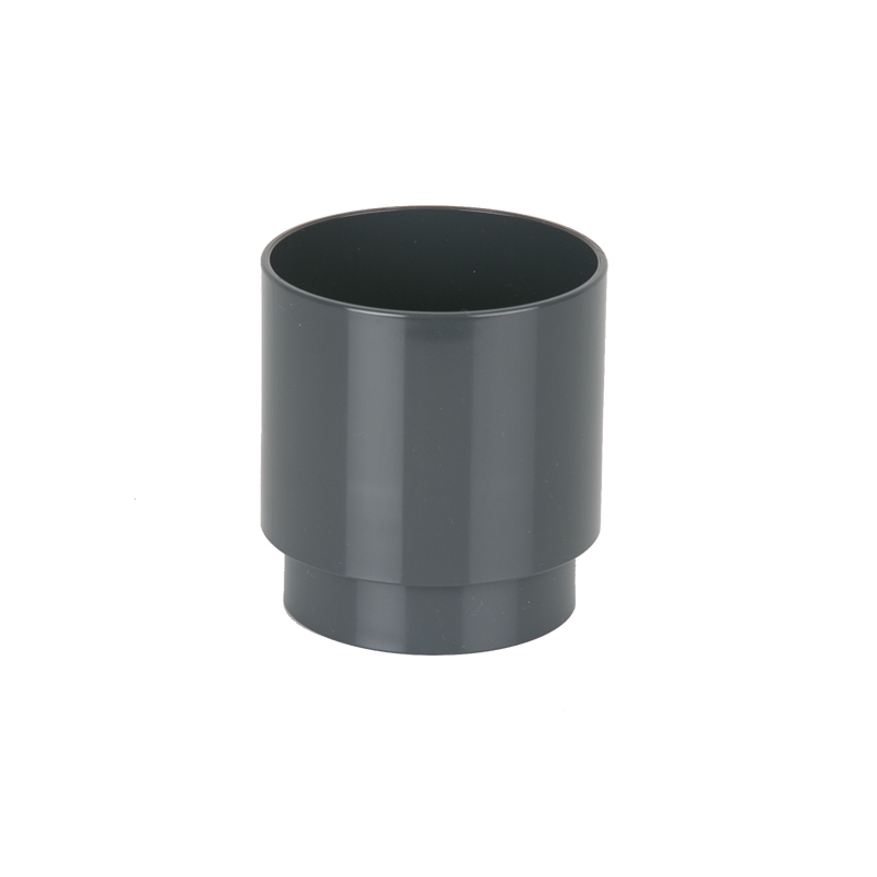 Plastic Guttering Round Downpipe Connector 68mm - Anthracite Grey