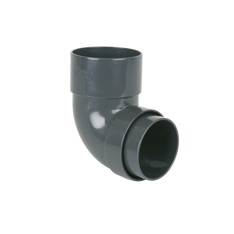 Plastic Guttering Round Downpipe 92.5dg Bend 68mm - Anthracite Grey