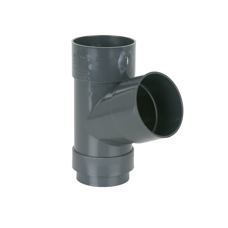 Plastic Guttering Round Downpipe Branch 68mm - Anthracite Grey