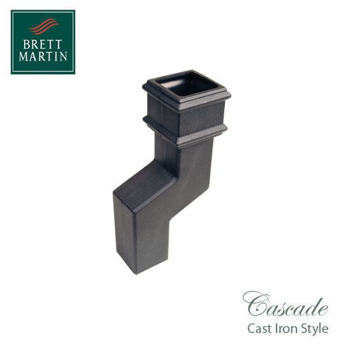 Cascade Cast Iron Style 75mm Square Downpipe Offset Bend - Black