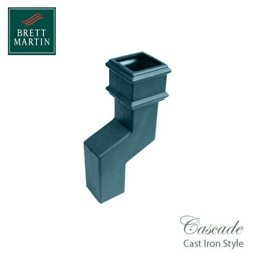 Cascade Cast Iron Style Square Downpipe 115mm Offset Bend - Green