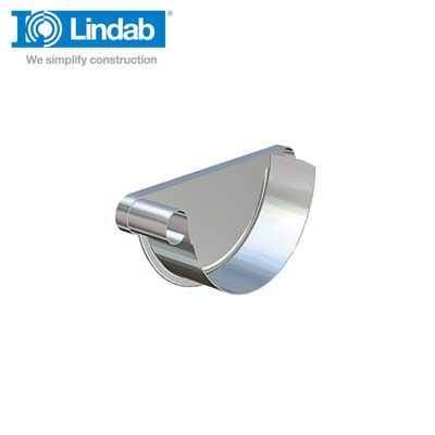 Lindab Half Round Left Handed Stop End 190mm Painted Silver Metallic