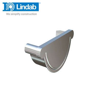 Lindab Half Round Right Handed Stop End 190mm Painted Silver Metallic