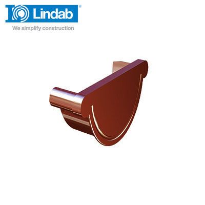 Lindab Half Round Right Handed Stop End 190mm Painted Dark Red