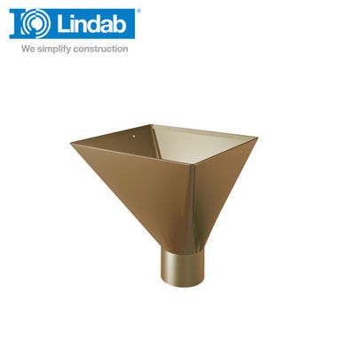 Lindab Large Square Water Hopper 100mm Painted Copper Metallic