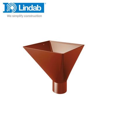 Lindab Large Square Water Hopper 100mm Painted Dark Red