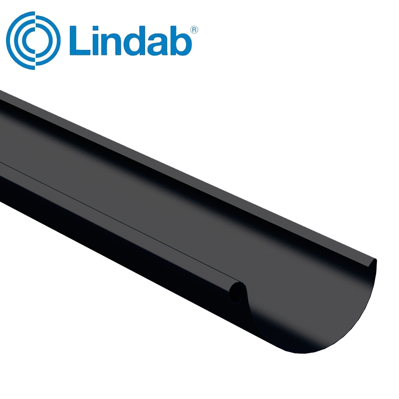 Lindab Steel Half Round Guttering 100mm x 3m Painted Black