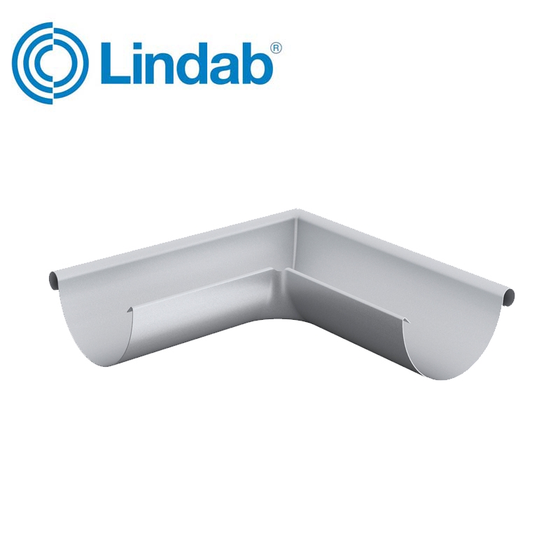 Lindab Half Round 90dg Outer Gutter Angle 100mm Painted Silver