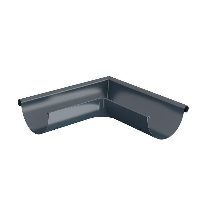 Lindab Dark Grey 100Mm Half Round 90Dg External Gutter Corner - Galvanised Steel