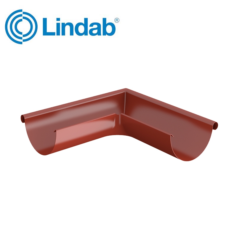 Lindab Half Round 90dg Outer Gutter Angle 100mm Painted Tile Red