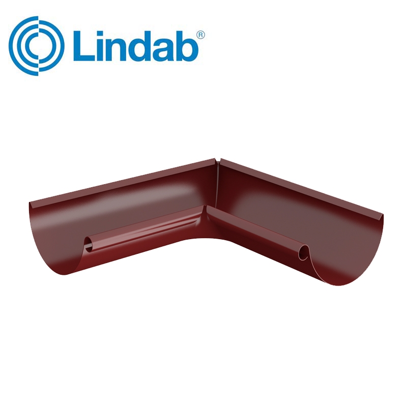 Lindab Half Round 90dg Inner Gutter Angle 100mm Painted Dark Red