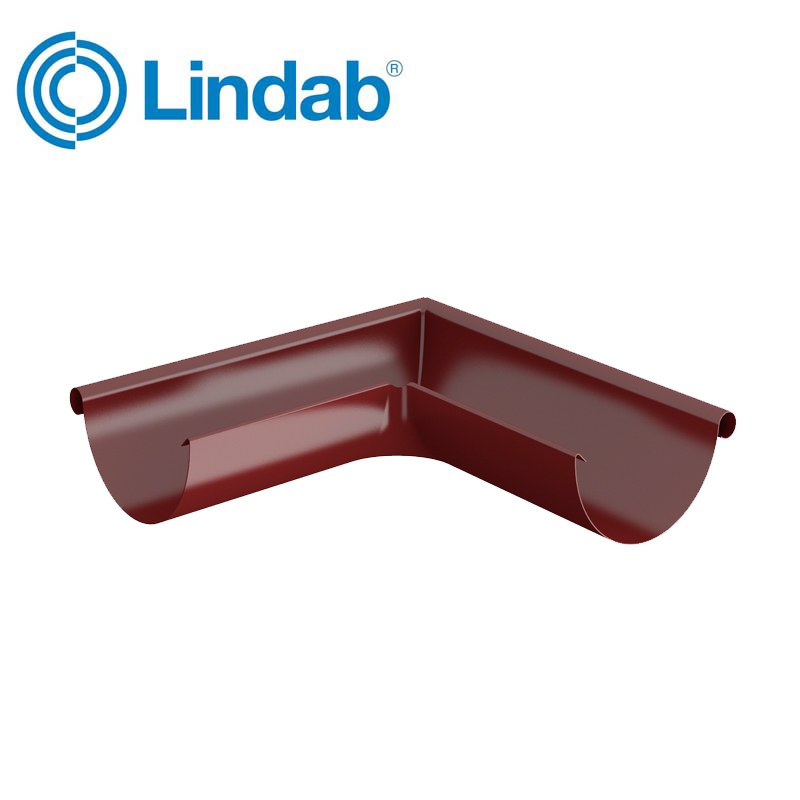 Lindab Half Round 90dg Outer Gutter Angle 100mm Painted Dark Red