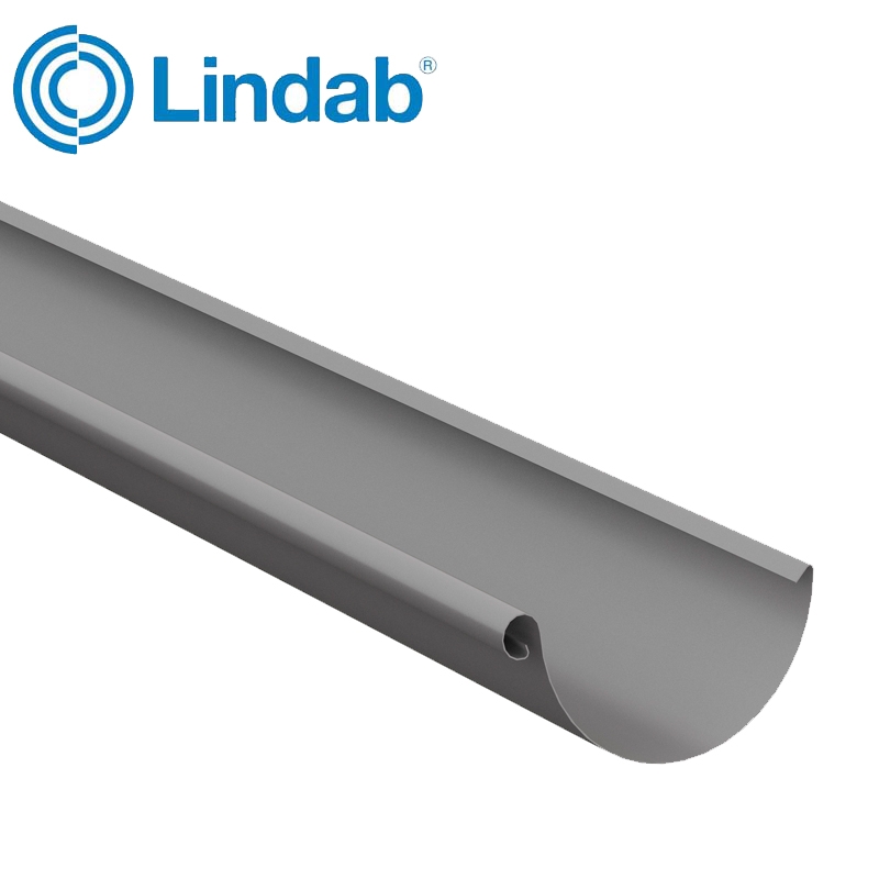 Lindab Half Round Guttering 100mm x 3m Painted Anthracite Metallic