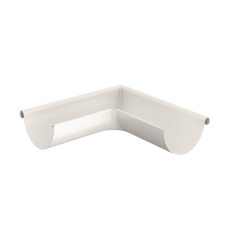 Lindab Antique White 150Mm Half Round 90Dg External Gutter Corner - Galvanised Steel