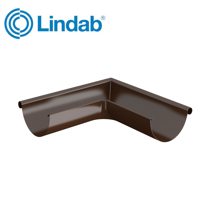 Lindab Half Round 90dg Outer Gutter Angle 125mm Painted Brown