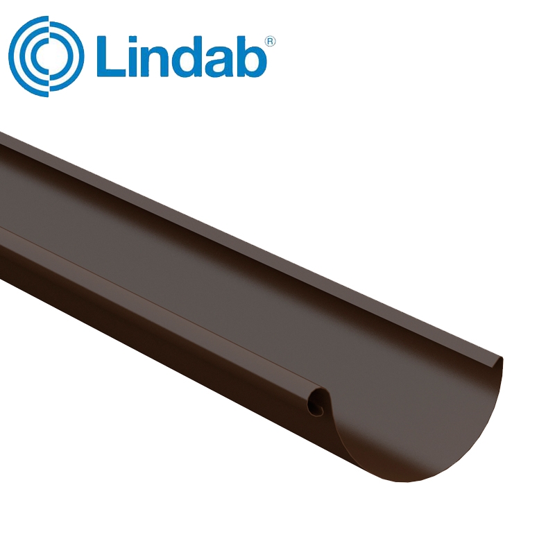 Lindab Steel Half Round Guttering 190mm x 3m Painted Brown