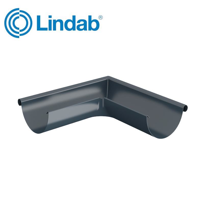 Lindab Half Round 90dg Outer Gutter Angle 125mm Painted Dark Grey