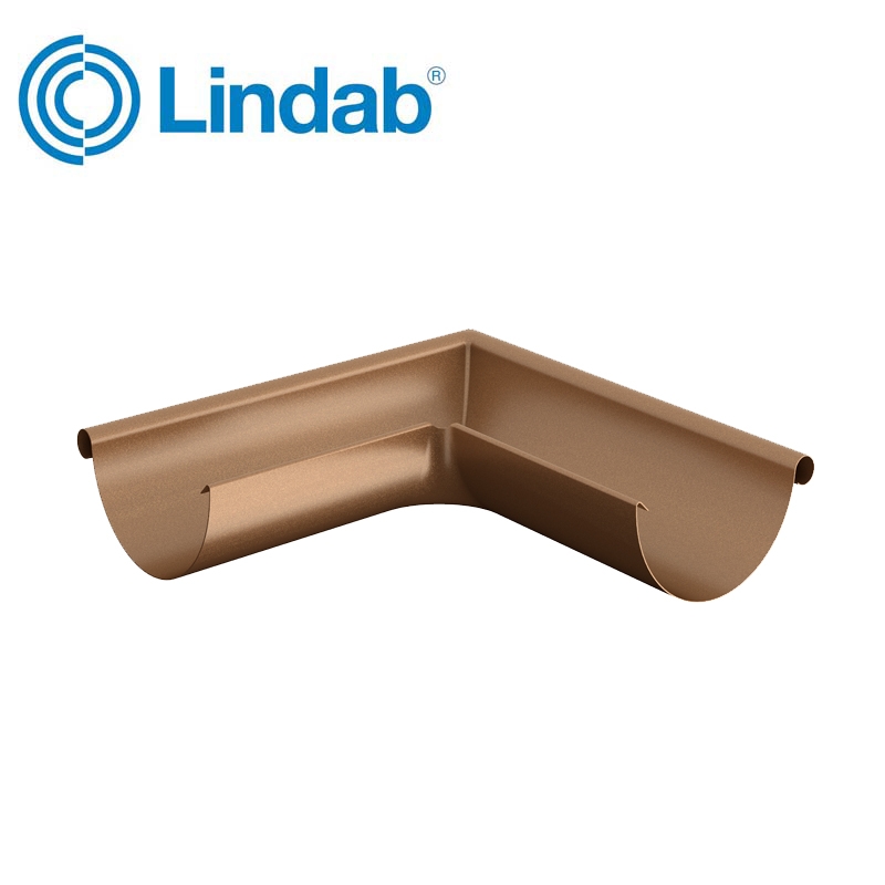Lindab Half Round 90dg Outer Gutter Angle 125mm Painted Copper