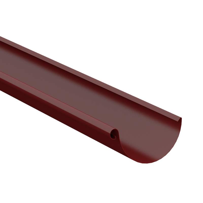 Lindab Dark Red 190Mm Half Round Steel Guttering - Galvanised Steel