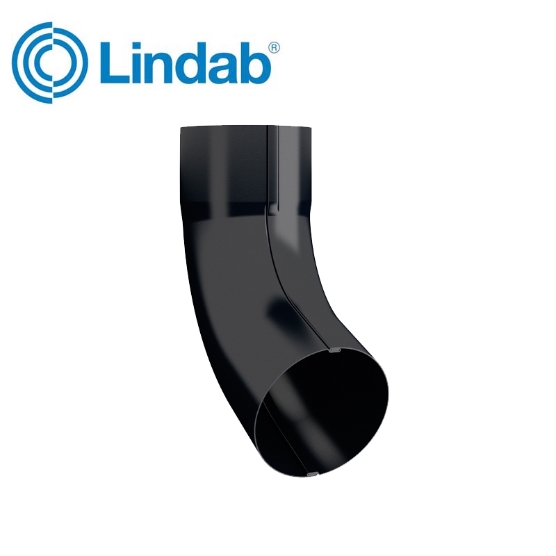 Lindab Steel Guttering Round 70dg Pipe Bend 87mm Painted Black
