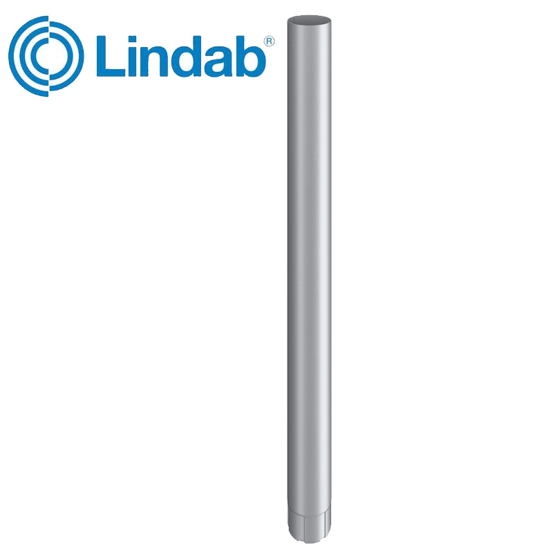 Lindab Guttering Round Downpipe 120mm x 3m Painted Silver Metallic