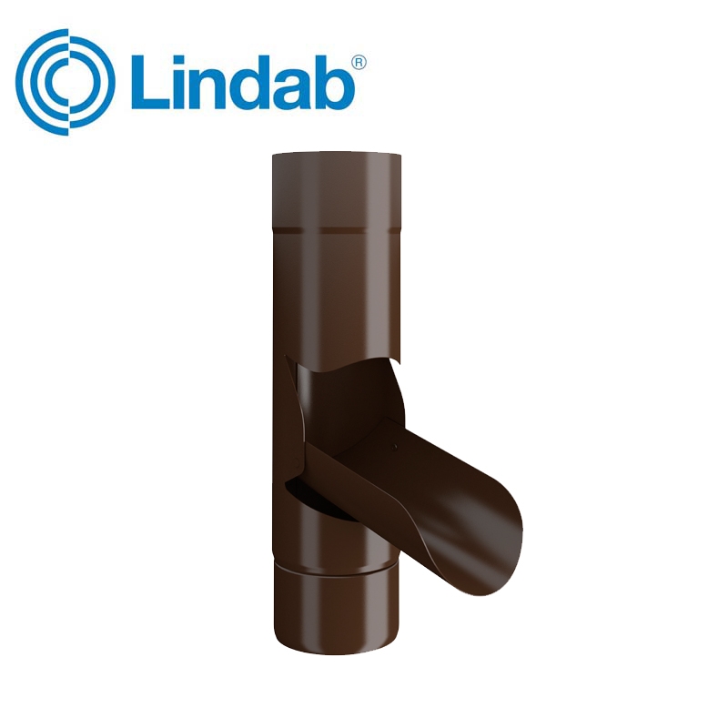 Lindab Steel Guttering Manual Rainwater Diverter 100mm Painted Brown