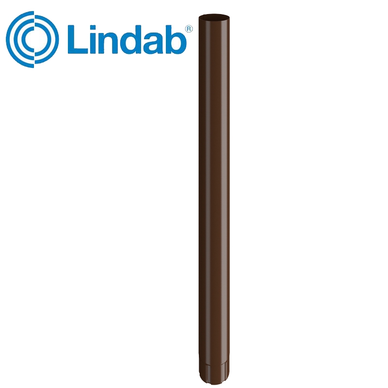 Lindab Steel Guttering Round Downpipe 120mm x 3m Painted Brown