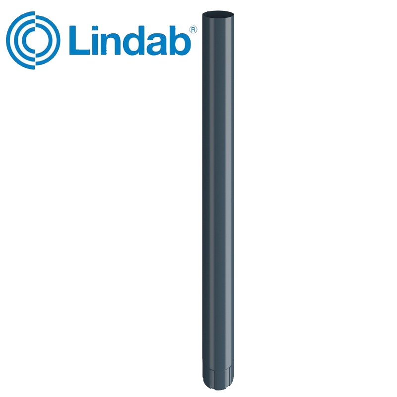 Lindab Steel Guttering Round Downpipe 75mm x 3m Painted Dark Grey