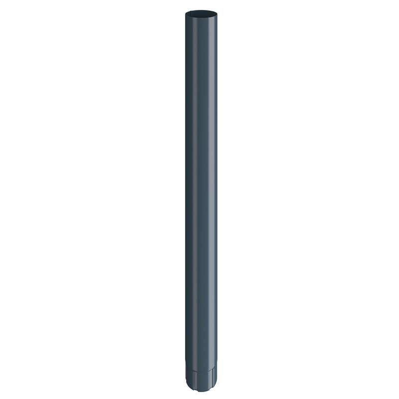 Lindab Dark Grey 100Mm Round Steel Downpipe - Galvanised Steel