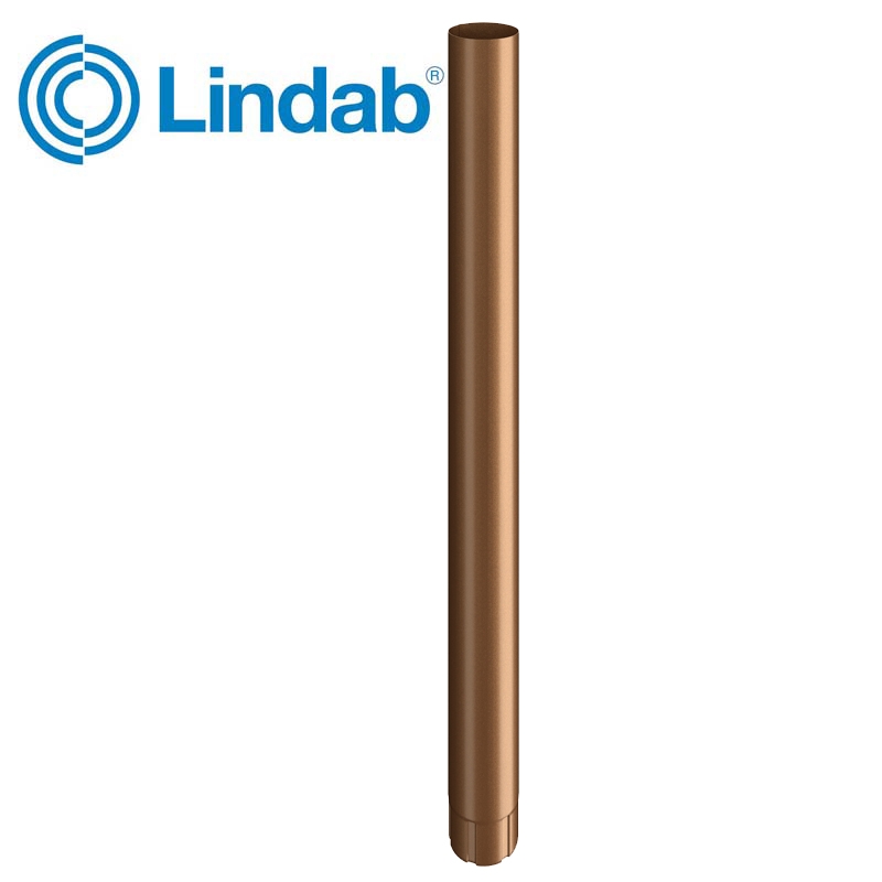 Lindab Guttering Round Downpipe 75mm x 3m Painted Copper Metallic