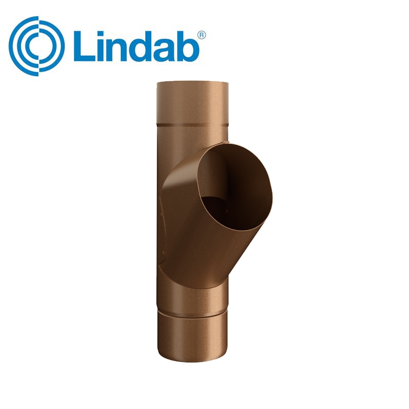 Lindab Guttering Round Adjustable Branch 100mm Painted Copper Metallic