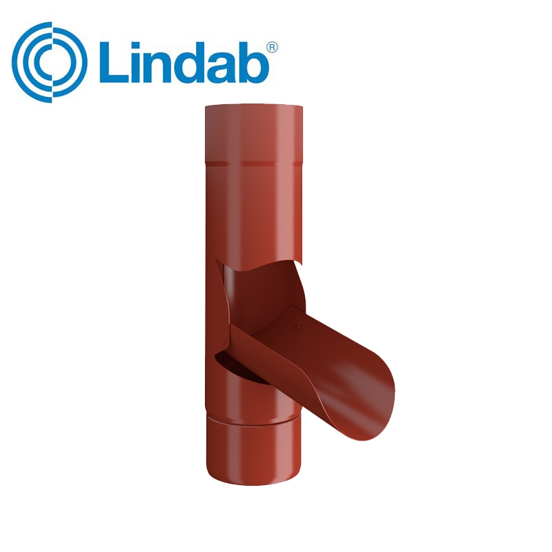 Lindab Guttering Manual Rainwater Diverter 87mm Painted Tile Red