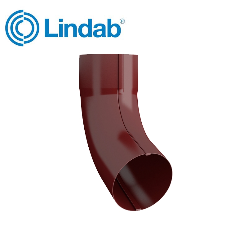 Lindab Guttering Round 70dg Pipe Bend 75mm Painted Dark Red