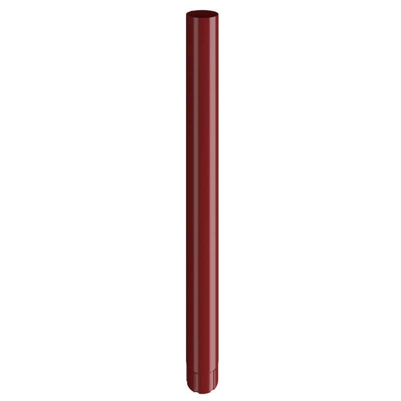 Lindab Dark Red 100Mm Round Steel Downpipe - Galvanised Steel