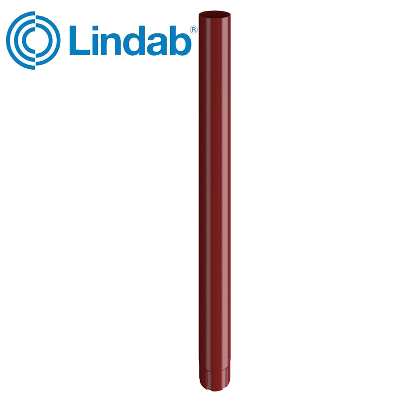 Lindab Steel Round Downpipe 120mm x 3m Painted Dark Red