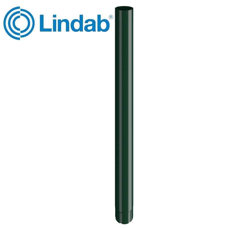 Lindab Steel Guttering Round Downpipe 87mm x 3m Painted Pine Green