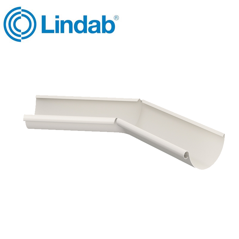 Lindab Half Round 135dg Inner Gutter Angle 125mm Painted Antique White